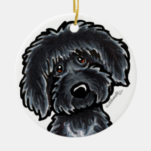 Ornement En Céramique Art noir de Labradoodle personnalisé