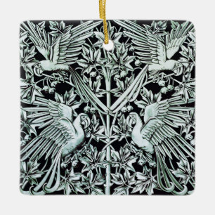 Ornement En Céramique Art Nouveau Vintage Art Floral Oiseau Perroquet