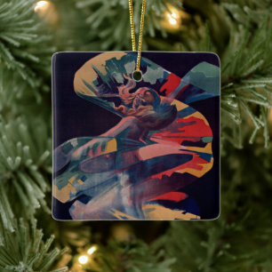 Ornement En Céramique Art Nouveau vintage, Loie Fuller au Folies Bergere