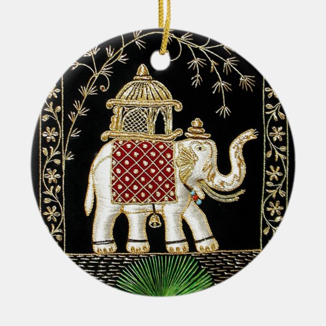 ORNEMENT EN CÉRAMIQUE ART ROYAL DU TOUR ZARI D'ÉLÉPHANT D'ASIE (Devant)