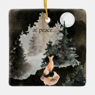 Ornement En Céramique at peace ~ Fox and Full Moon Woodland