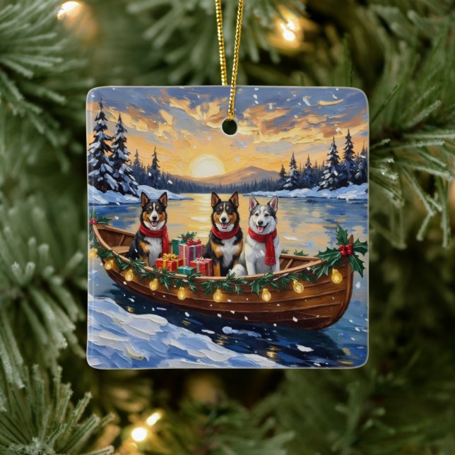 Ornement En Céramique Australian Cattle Dog Christmas Boat Holiday (Arbre)