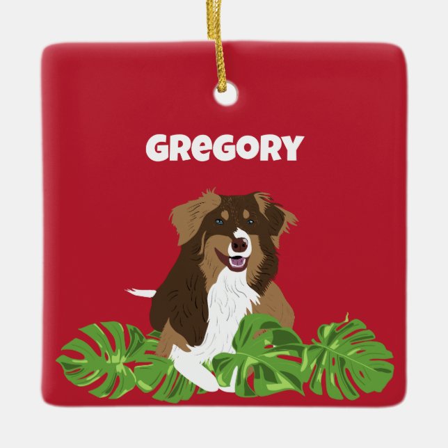 Ornement En Céramique Australie Shelpherd Aussie Cog Photo personnalisée (Devant)