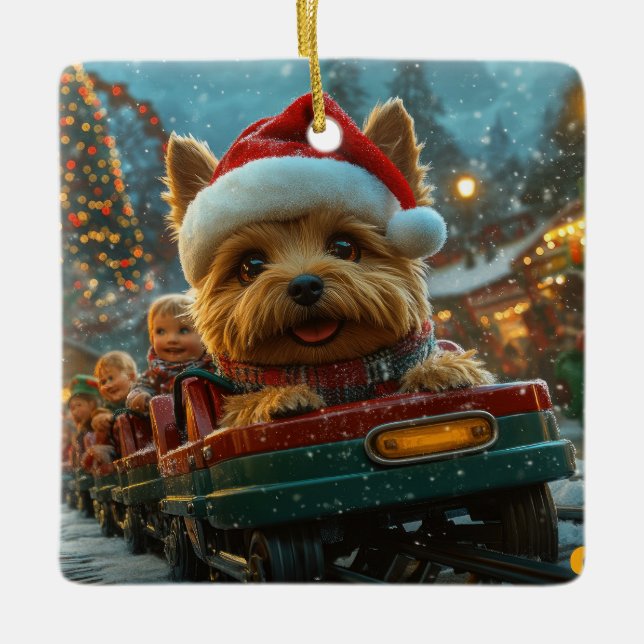 Ornement En Céramique Australie Terrier Dog Roller Dessous de verre Noël (Devant)