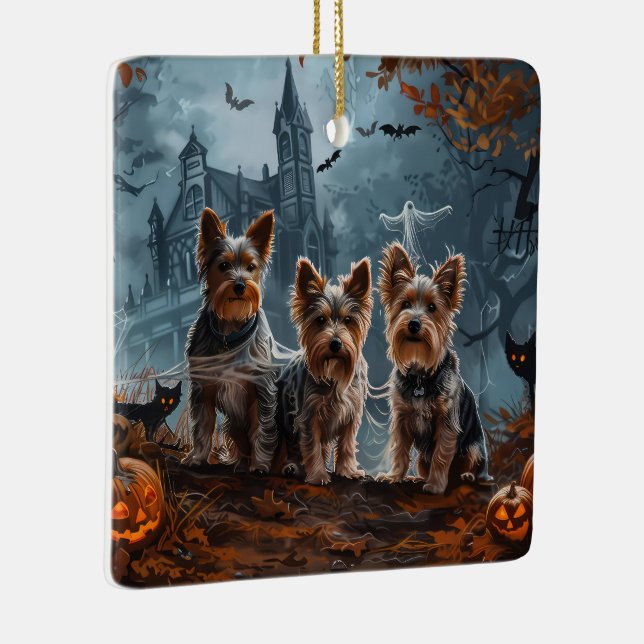 Ornement En Céramique Australien Terrier Halloween nuit chien délice (Droite)