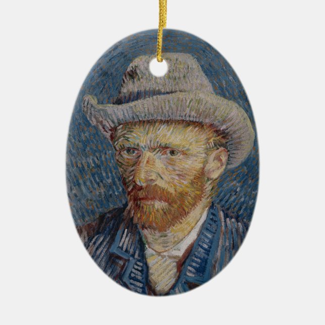 Ornement En Céramique Autoportrait Gris Felt Casquette Van Gogh Art (Devant)