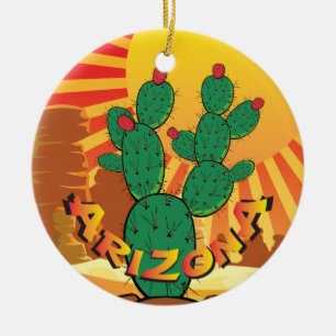 Ornement En Céramique AZ Arizona Christmas Prickly Pear cactus