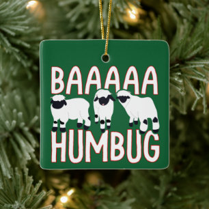 Ornement En Céramique Baa Humbug Funny Valais Blaccusé Sheep Noël
