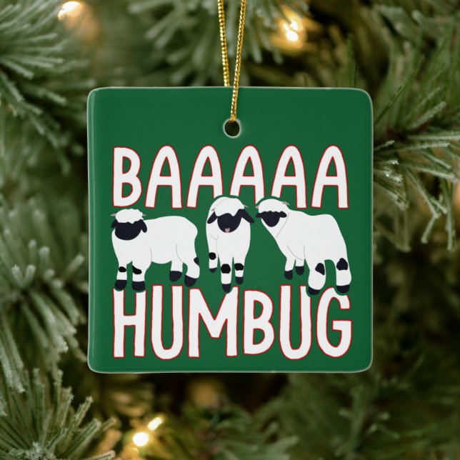 Ornement En Céramique Baa Humbug Funny Valais Blaccusé Sheep Noël (Arbre)