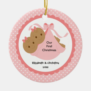 Ornement En Céramique Baby Boy Twins Baby's First Christmas Ornament