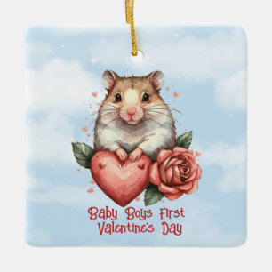 Ornement En Céramique Baby Boys Première Saint Valentin