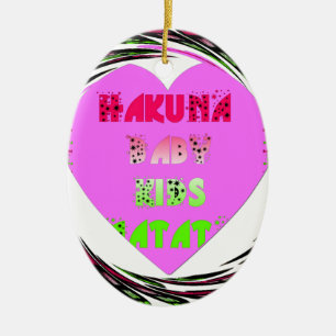 Ornement En Céramique Baby Pink Hearts Hakuna Matata Baby Kids Design.p