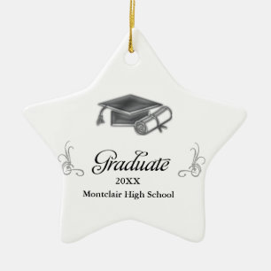 Ornement En Céramique Bac de diplôme et diplôme Black & Silver 3D Look