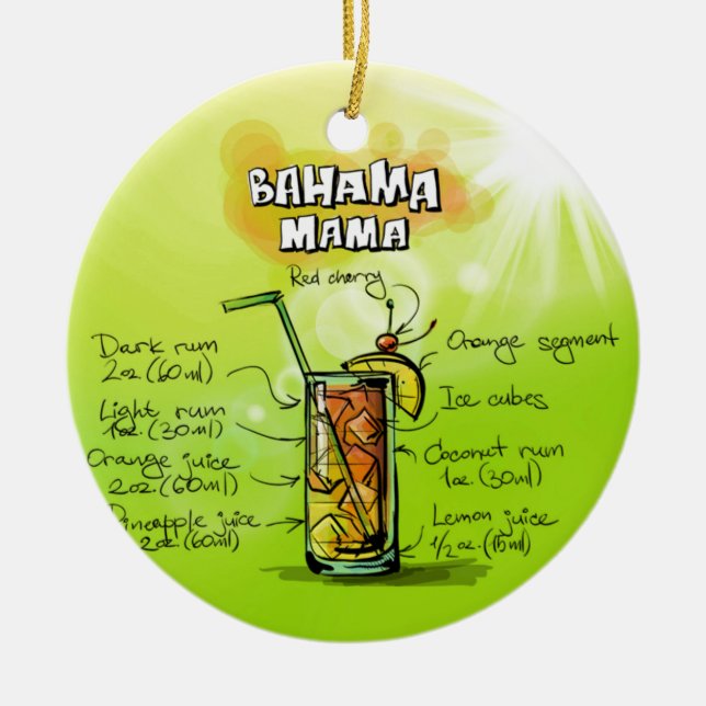 Ornement En Céramique Bahama Mama Cocktail Recipe (Devant)