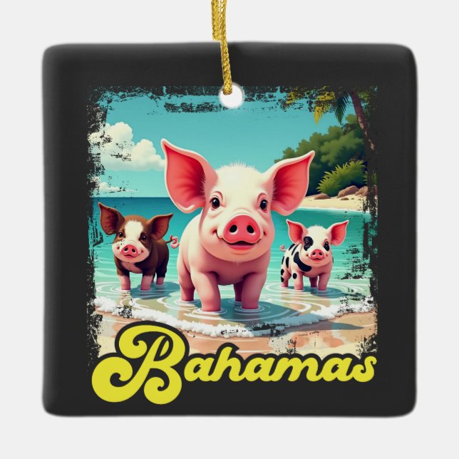 Ornement En Céramique Bahamas Pignoires - Exuma Pig Beach Adventure (Devant)