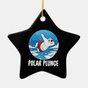 Ornement En Céramique Bain Polaire Plongée Ice Jump Funny Ours Polaire B