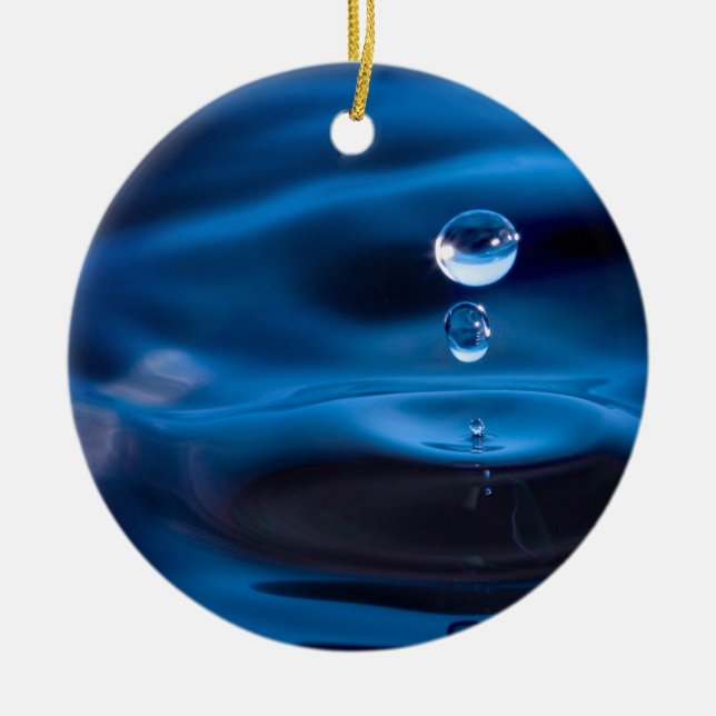 Ornement En Céramique Baisses de l'eau bleue (Devant)