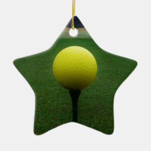 Ornement En Céramique Bal de golf jaune sur un terrain de golf de montag