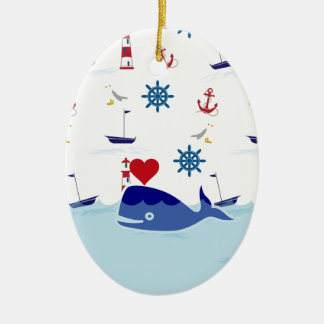 Ornement En Céramique Baleine nautique mignonne