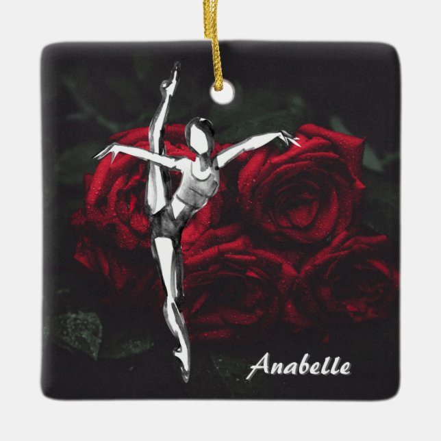 Ornement En Céramique Ballerina personnalisée et Ballet Rose Noël (Devant)