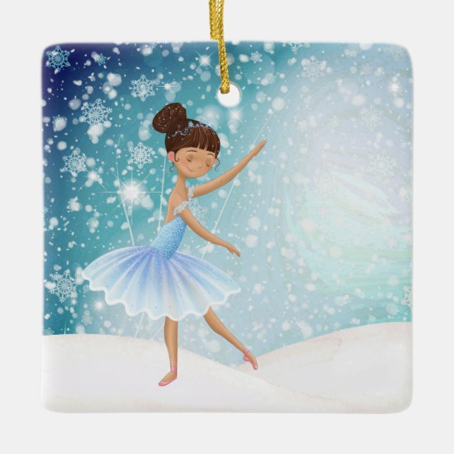 Ornement En Céramique Ballet de vacances de neige de Ballerina (Devant)