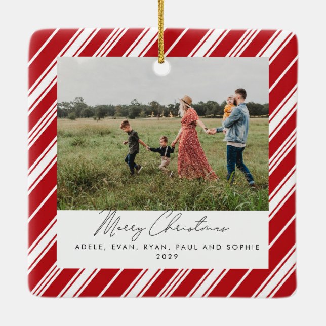 Ornement En Céramique Bande de canne Joyeux Noël (Dos)