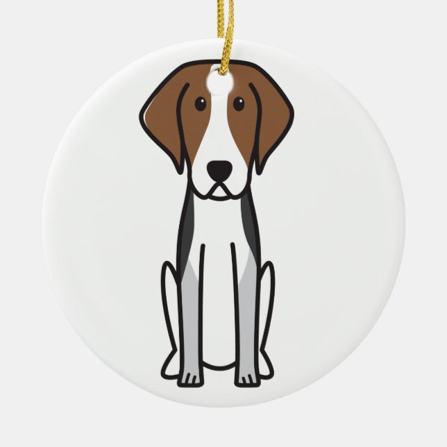 Ornement En Céramique Bande dessinée de chien de fox-hound américain (Devant)