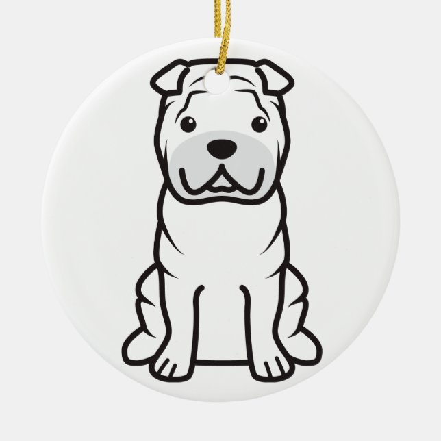 Ornement En Céramique Bande dessinée de chien de Shar-Pei de Chinois (Devant)