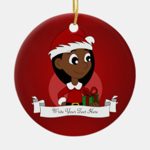Ornement En Céramique Bande dessinée de fille de Noël