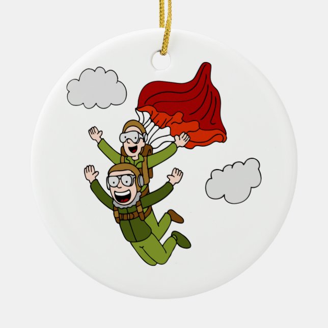 Ornement En Céramique Bande dessinée tandem de vecteur de parachutisme (Devant)