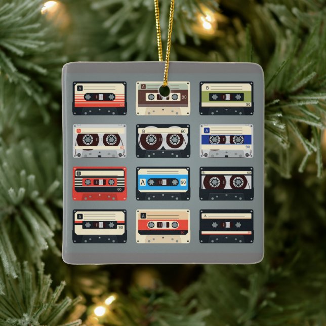 Ornement En Céramique Bandes de cassettes rétro 80s (Arbre)