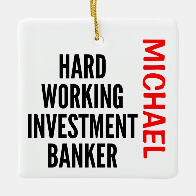 Ornement En Céramique Banquier d'investissement au travail difficile (Devant)