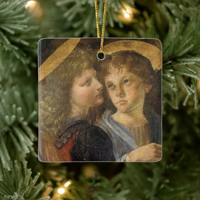 Ornement En Céramique Baptême du Christ Anges par Léonard de Vinci (Arbre)