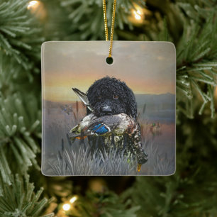 Ornement En Céramique Barbet, Chien d'eau français