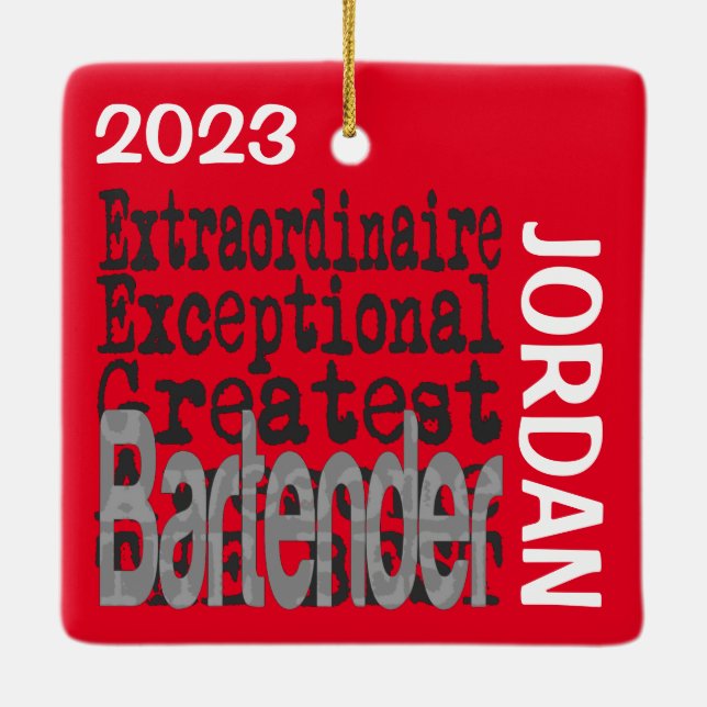 Ornement En Céramique Bartender Extraordinaire PERSONNALISÉ (Dos)
