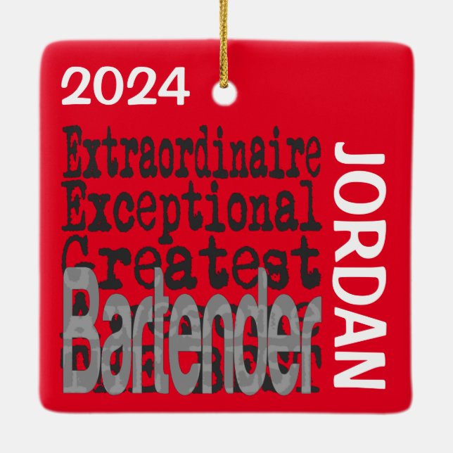 Ornement En Céramique Bartender Extraordinaire PERSONNALISÉ (Dos)