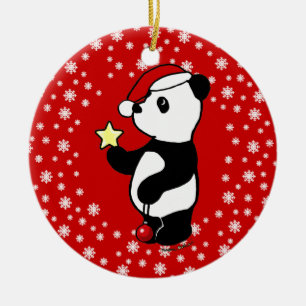 Ornement En Céramique Bas personnalisé de panda de Noël