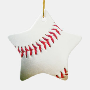 Ornement En Céramique Baseball blanc avec points rouges