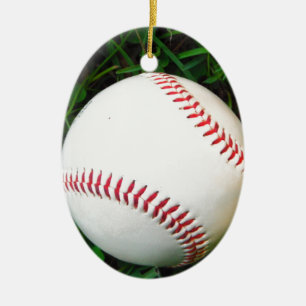 Ornement En Céramique Baseball blanc avec points rouges