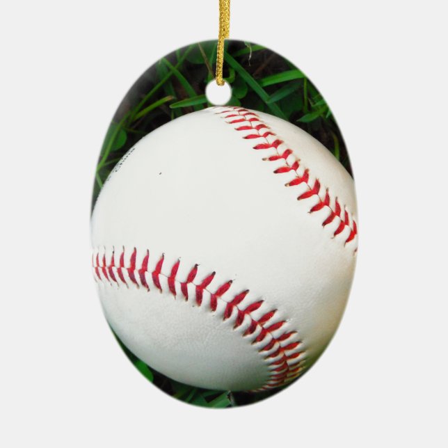 Ornement En Céramique Baseball blanc avec points rouges (Devant)