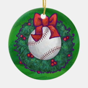 Ornement En Céramique Baseball dans la couronne de Noël