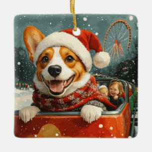 Ornement En Céramique Basenji Dog Roller Dessous de verre Noël