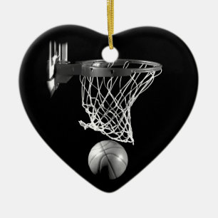 Ornement En Céramique Basket-ball noir et blanc