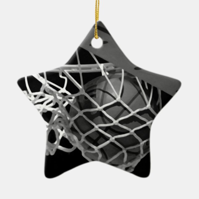 Ornement En Céramique Basket-ball noir et blanc (Devant)