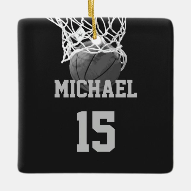 Ornement En Céramique Basket-ball Votre nom (Devant)
