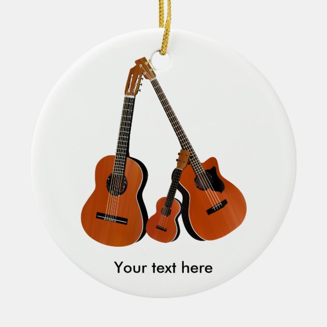 Ornement En Céramique Basse acoustique de guitare populaire et Ukulele (Devant)