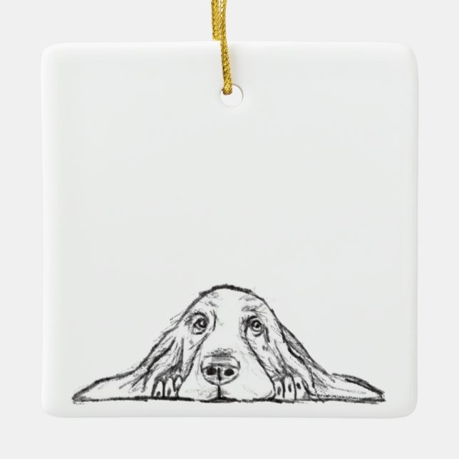 Ornement En Céramique basset blanc (Devant)