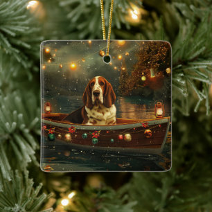 Ornement En Céramique Basset Hound Noël Festive Voyage