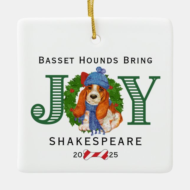 Ornement En Céramique Bassett Hounds Apporter Joy (Devant)