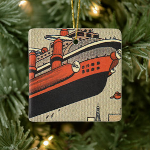 Ornement En Céramique Bateau de croisière de science-fiction vintage hél